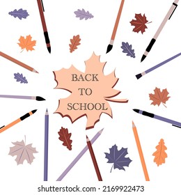 El concepto de otoño regresa a la escuela. Estilo plano. Ilustración del vector  