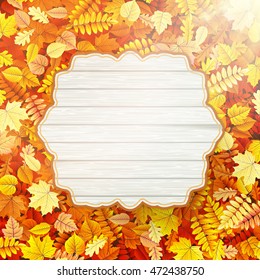 Autumn Concept Background. Vintage card with leaves. EPS 10 vector file included