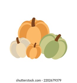 Autumn concept for Harvest festival or Thanksgiving Day. Pumkins with leaves. Background for posters, web, banners, flyers