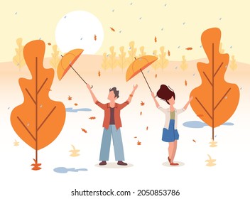 Autumn concept - people enjoy in the park
