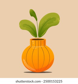 Autumn concept for postcard, card, for thematic banner, poster. Autumn composition, decorative elements. Stock vector illustration, leaves in a vase.