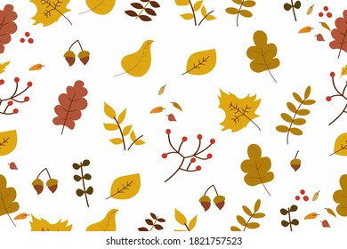 Concepto de otoño patrón estacional o fondo con para las hojas amarillas que caen y las ramas. Fondo de otoño de la ilustración del vector