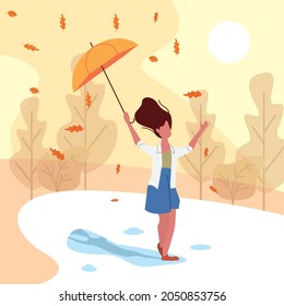 Autumn concept - Woman outide enjoy