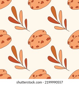 autumn confectionery vector pattern. cookies with chocolate and autumn leaf on a white background. seamless pattern. design, print, textile