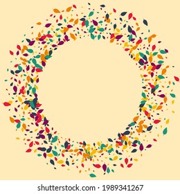 Autumn Confetti Vector Beige Background. Colorful Foliage Fall Pattern. Maple Leaf Template. Bright Foliage Design.