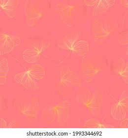 autumn contour watercolor leaves with gradient vector seamless pattern. background for fabrics, prints, packaging and postcards