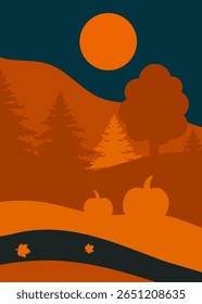 Autumn countryside landscape, ideal for cover, banner, autumn background