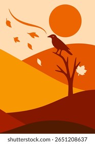 Autumn countryside landscape, ideal for cover, banner, autumn background