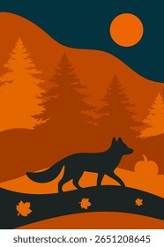 Autumn countryside landscape, ideal for cover, banner, autumn background
