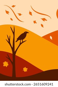 Autumn countryside landscape, ideal for cover, banner, autumn background