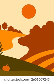 Autumn countryside landscape, ideal for cover, banner, autumn background
