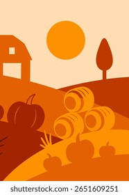 Autumn countryside landscape, ideal for cover, banner, autumn background
