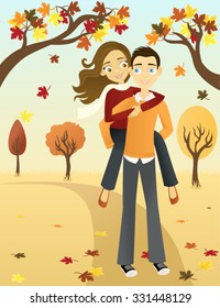 Autumn Couple on a Walk