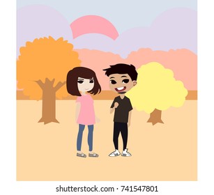 autumn couple vector