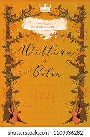 autumn cover book wedding invitation card