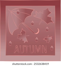 AUTUMN cover with drops, leaves and umbrella