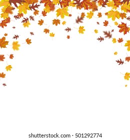 Autumn cover with foliage and white background. Eps 10 vector file.