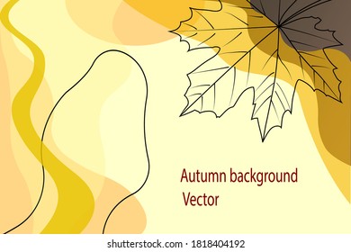 Plantilla de cobertura otoñal hecha de hojas de arce,   elementos geométricos gráficos en estilo memphis. Adecuado para tarjetas, carteles, folletos, portadas y banners. Ilustración vectorial.