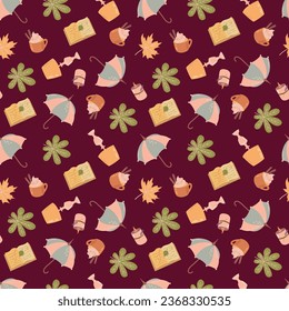 Autumn cozy seamless pattern. Design for fabric, textile, wallpaper, packaging.	
