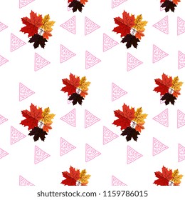 Autumn creative pattern with geometric abstract background