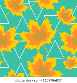 Autumn creative pattern with geometric abstract background