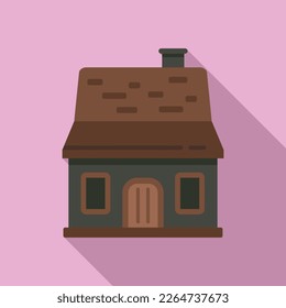 Autumn creepy house icon flat vector. Scary night. Fear mansion