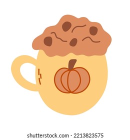 Copa de otoño con calabaza. Ilustración vectorial.