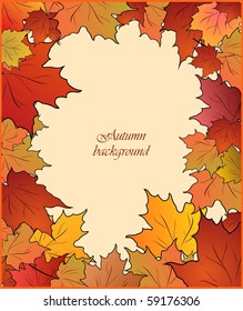 Autumn cute card with maple. Vector