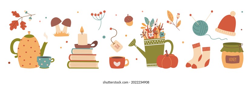 Agradables elementos de diseño decorativos de otoño. Ilustración del vector