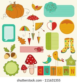 Conjunto de elementos personalizados de otoño - para libro de recortes, diseño, invitación, saludos