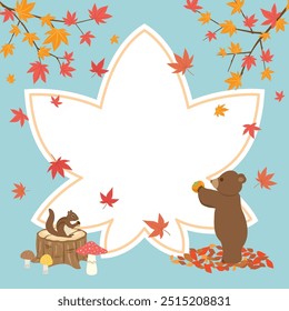 Autumn cute forest animals. vector background.