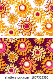 Autumn cute hand drawn doodle leaf and flower set. Abstract  for pattern, background, fabric.