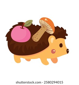 Autumn cute hedgehog icon clipart avatar logotype isolated illustration