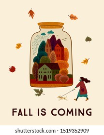 Autumn cute illustration. Vector design for card, poster, flyer, web and other users.