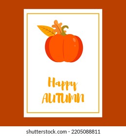 Autumn cute postcard. Template for banner, poster or postcard. Vector illustration.