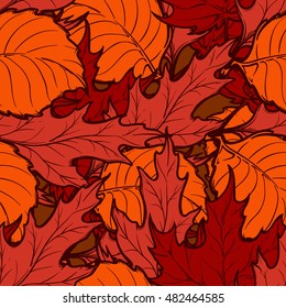 Autumn deciduous leaves seamless pattern