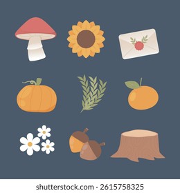 Autumn decoration collection set in isolated background