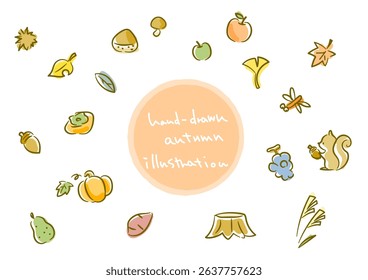 Autumn decoration illustration set: Simple and stylish watercolor line drawings