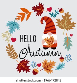 Autumn decoration with leaves. Vector art illustration