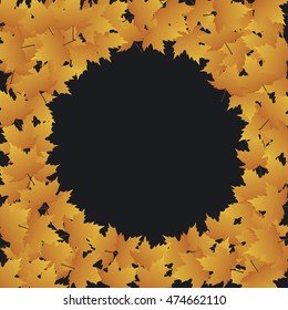 Autumn decoration for text. Round of maples with free space. Vector illustration. 