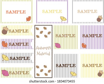 Decoraciones de otoño, conjunto de materiales de etiquetas