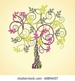 autumn decorative Celtic tree with colored leaves