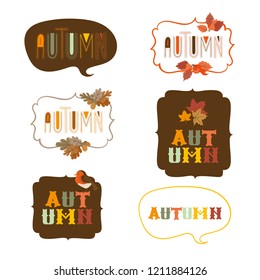Autumn decorative elements. Text box and frames with lettering