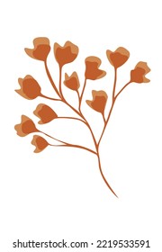 Autumn decorative tree branch with leaf. Fall twig of foliage plant. Leaves of Ginkgo Biloba. Modern botanical flat vector illustration isolated on white background.