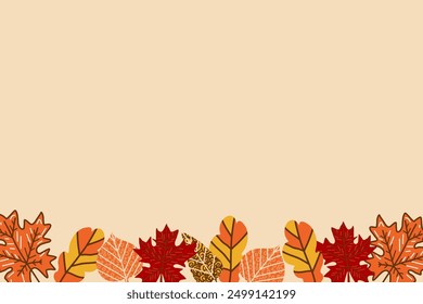 Autumn decorative vector border. Fall design, vintage style.