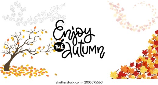 Autumn design assorted trees and leaves background 