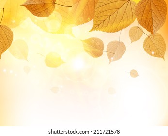 Autumn design background with leaves falling from the tree. EPS10