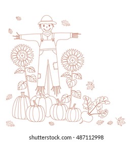 Autumn design for coloring book. Vector illustration.