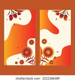 Autumn design with floral elements banners template set. lines in orange vector