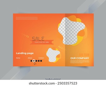 Autumn design. Gradient orange color template photo, can be used for, landing page, website, mobile app, poster, flyer